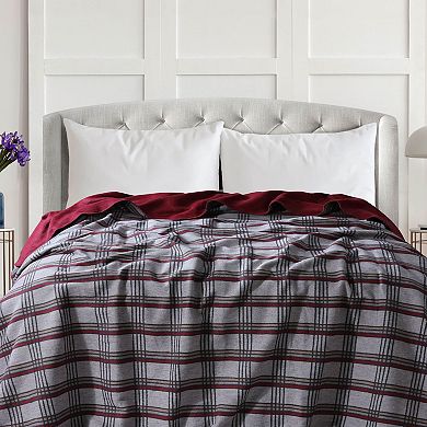 Tribeca Living Plaid Cotton Acrylic German Reversible Oversized Blanket