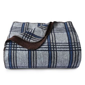 Tribeca Living Plaid Cotton Acrylic German Reversible Oversized Blanket