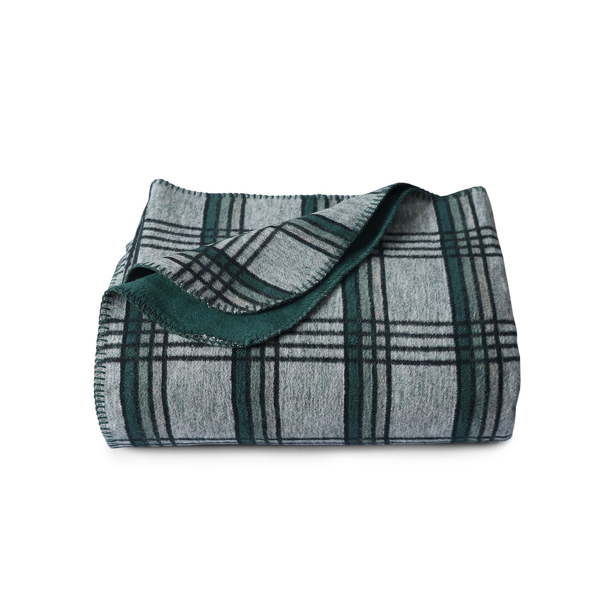 Tribeca Living Plaid Cotton Acrylic German Reversible Oversized Blanket, Pl