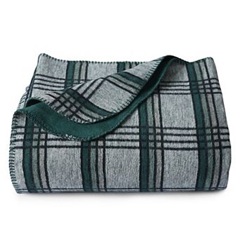 Tribeca Living Plaid Cotton Acrylic German Reversible Oversized Blanket