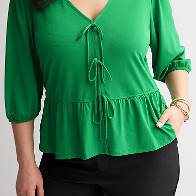 Plus Size INTEMPO™ Tie Front Top