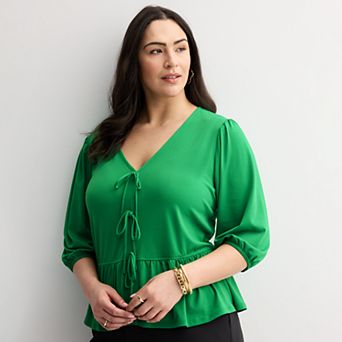 Plus Size INTEMPO™ Tie Front Top