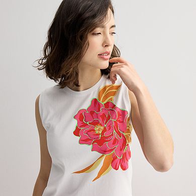 Women's INTEMPO™ Rhinestone Embellished Flower Print Tank Top