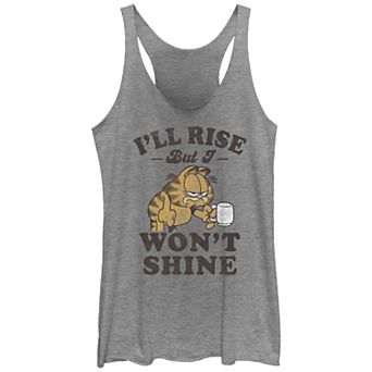 Juniors' Garfield I'll Rise But I Won't Shine Racerback Tank Top