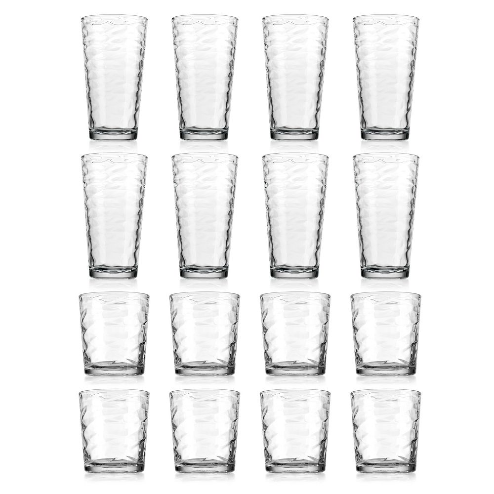 Home Essentials 16-Piece Clarity Origami Highball & Double Old-Fashioned Glass Set