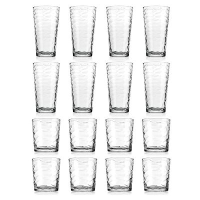 Home Essentials 16-Piece Clarity Origami Highball & Double Old-Fashioned Glass Set