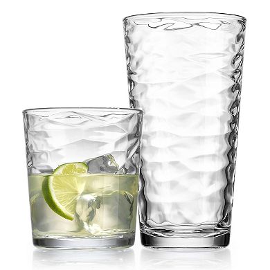 Home Essentials 16-Piece Clarity Origami Highball & Double Old-Fashioned Glass Set