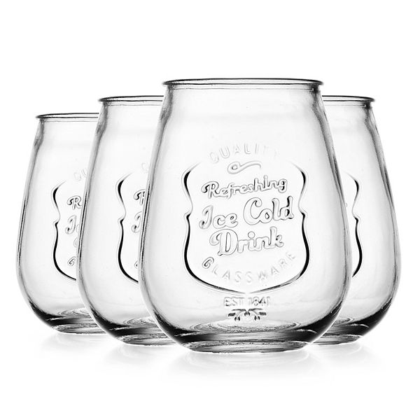 Home Essentials 4-Piece Ice Cold Stemless Wine Glass Set - None