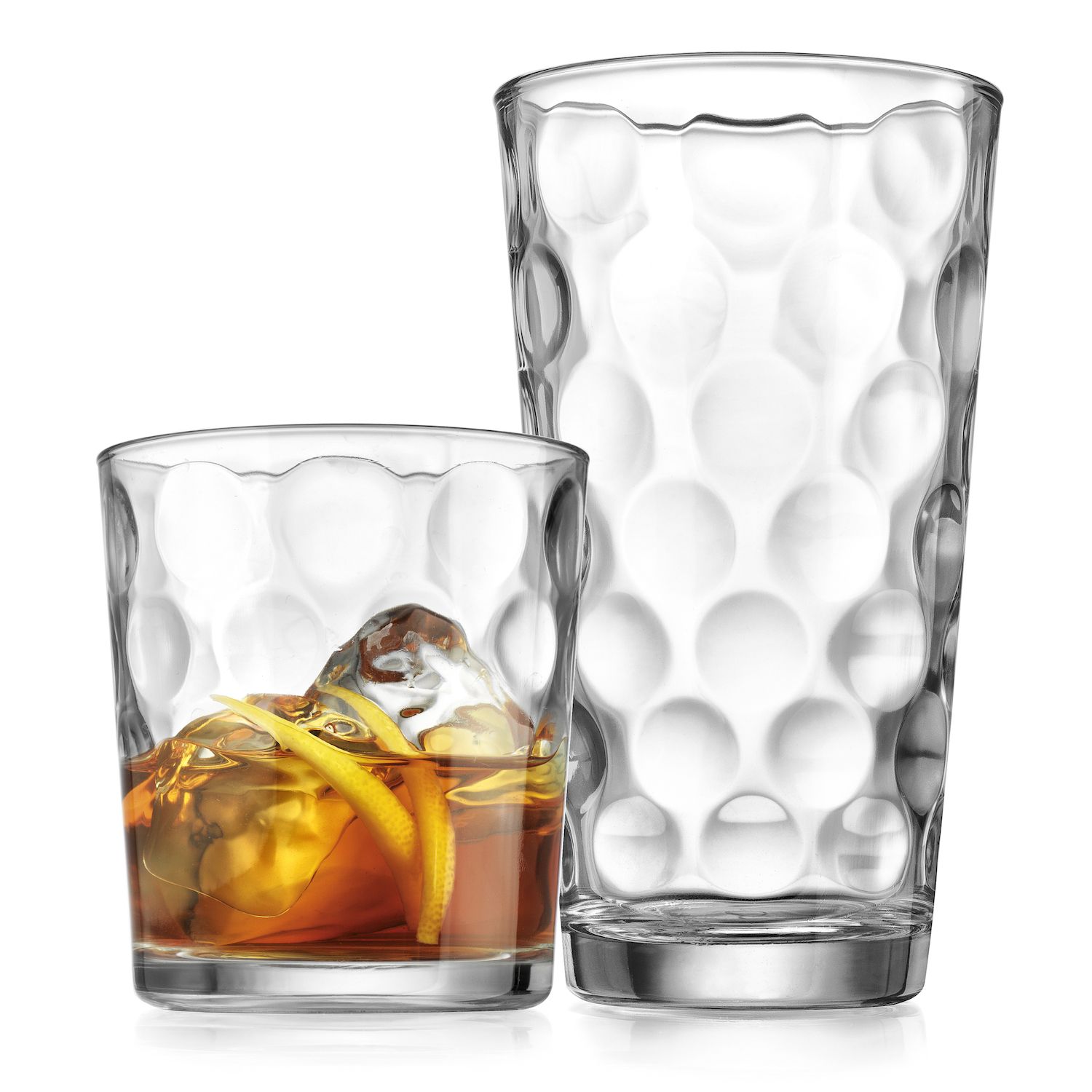Home Essentials 16-Piece Clarity Eclipse Highball & Double Old-Fashioned Glass Set