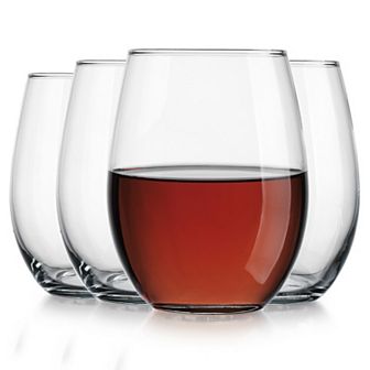 Home Essentials 4 pc Basic Stemless Wine Glass Set