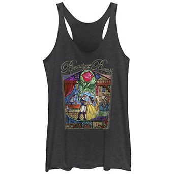 Disney's Beauty And The Beast Stained Glass Scene Juniors' Racerback Tank Top