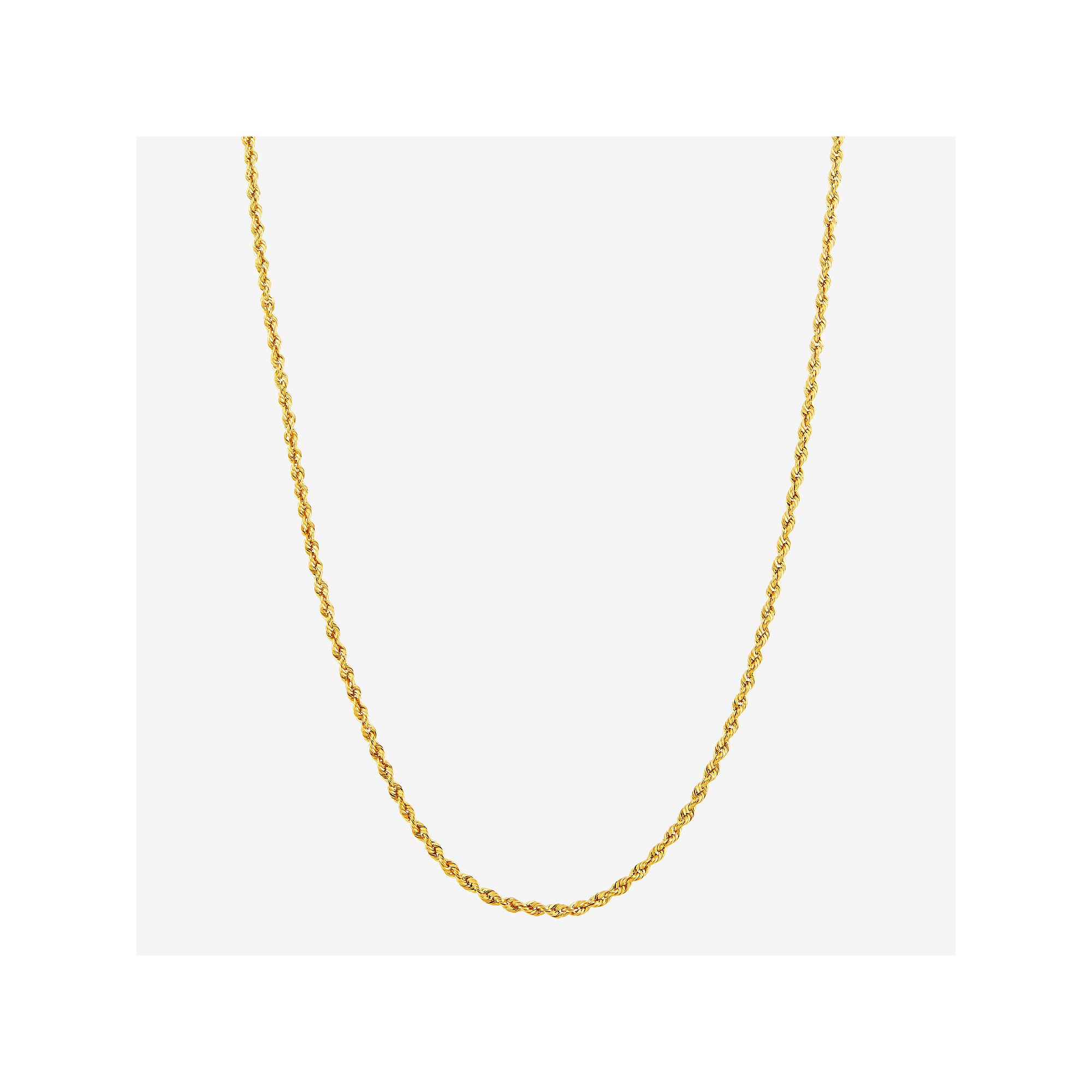 Everlasting Gold 10k Gold 1.85 mm Rope Chain Necklace, Womens, Size: 18