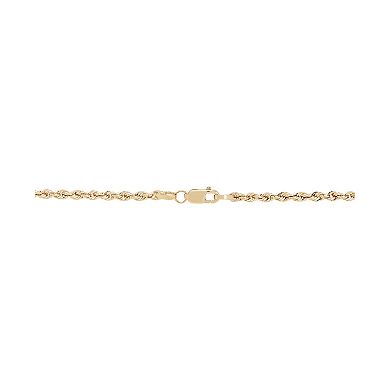 Everlasting Gold 10k Gold 2.5 mm Rope Chain Necklace