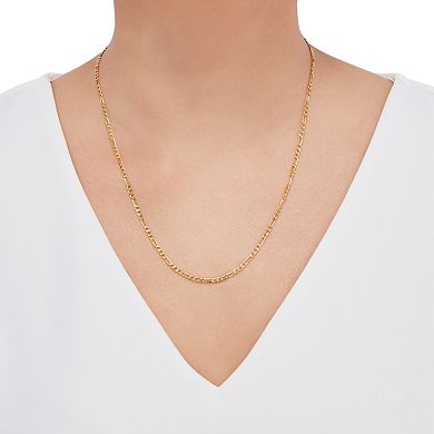 Everlasting Gold 10k Gold 2.6 mm Figaro Chain Necklace