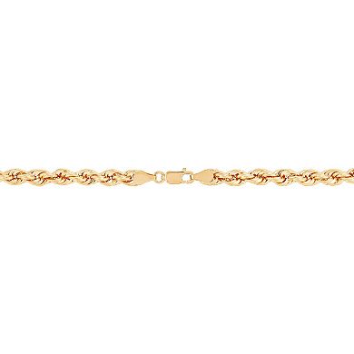 Everlasting Gold 10k Gold 4.9 mm Rope Chain Necklace