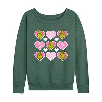 Women's Dr. Seuss Grinch Broken Heart French Terry Long Sleeve Tee