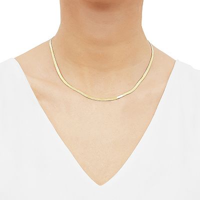 Everlasting Gold 10k Gold 3.4 mm Herringbone Chain Necklace