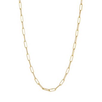 Everlasting Gold 10k Gold 2.4 mm Paperclip Chain Necklace