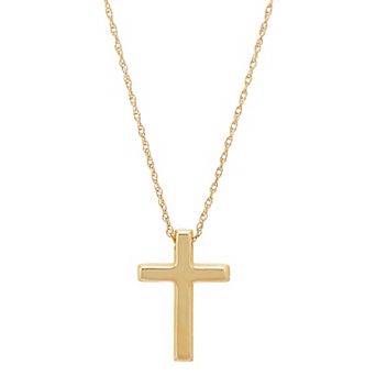 Everlasting Gold 10k Gold Polished & Diamond Cut Cross Pendant Necklace