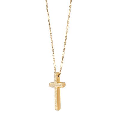 Everlasting Gold 10k Gold Polished & Diamond Cut Cross Pendant Necklace
