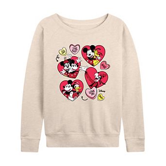 Disney's Mickey Mouse & Friends Women's Candy Hearts French Terry Long Sleeve Tee