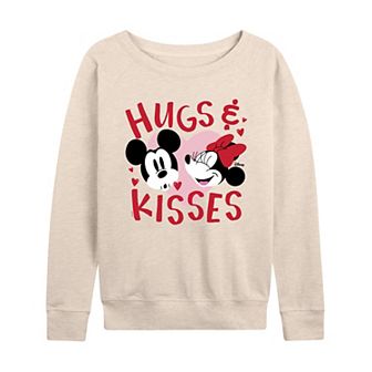 Disney's Mickey and Minnie Mouse Women's Hugs & Kisses French Terry Long Sleeve Tee