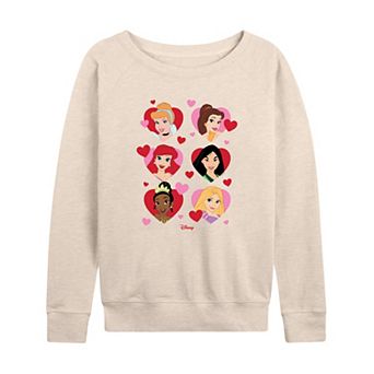 Disney Princess Women's Heart Grid French Terry Long Sleeve Tee