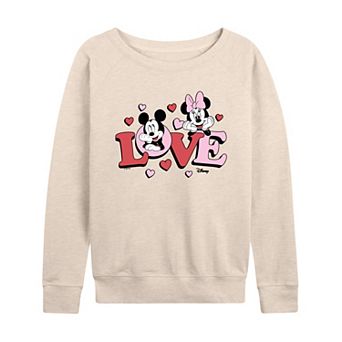 Disney's Mickey & Minnie Mouse Women's Love French Terry Long Sleeve Tee