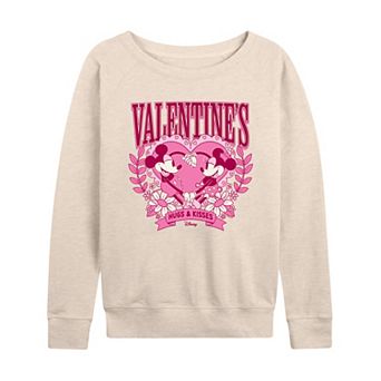 Disney's Mickey and Minnie Mouse Women's Valentine's Collegiate French Terry Long Sleeve Tee