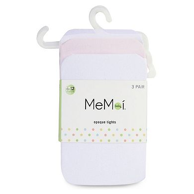 Infant Girl's Solid Nylon Opaque Basic Non-Binding Tights 3 Pack