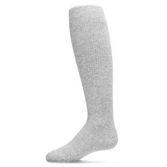 Pinned Ribbed Cotton Blend Basic Girls Tights