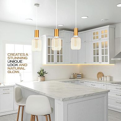 Next Glow Decorative Light Bulb, 3.5w E26 Metal Cage Cylinder Led Decorative Light Bulbs - White