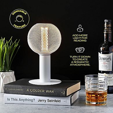 Next Glow Decorative Light Bulb, 3.5w E26 Metal Cage Globe Led Decorative Light Bulbs - White