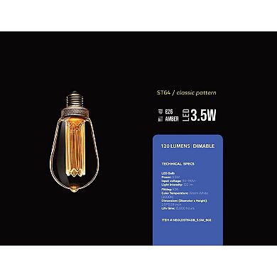 Next Glow St64 Led Light Bulb 3.5-watts, 2,000k Dimmable Medium Screw (e26) Base - Amber