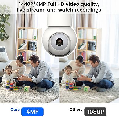 Smart Wi-fi 2k/4mp Ptz Light Bulb Security Camera