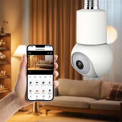 Smart Wi-fi 2k/4mp Ptz Light Bulb Security Camera