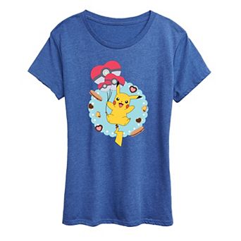 Women's Pokemon Pikachu Balloon Hearts Graphic Tee