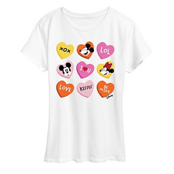 Disney's Mickey & Minnie Mouse Women's Candy Hearts Graphic Tee