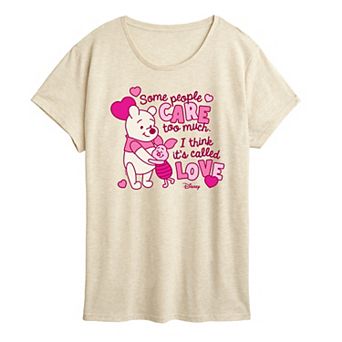 Disney's Winnie The Pooh Care Piglet & Pooh Women's Love Graphic Tee