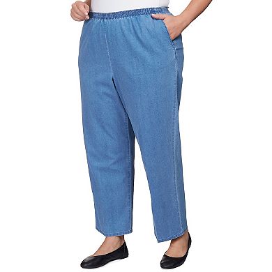 Plus Size Alfred Dunner Elastic Waist Short Length Denim Pants