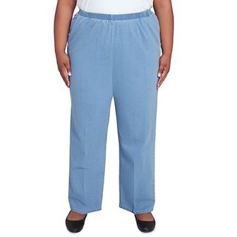 Plus Size Alfred Dunner Elastic Waist Medium Length Denim Pants