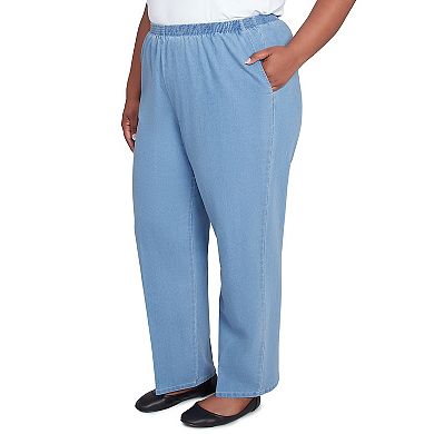 Plus Size Alfred Dunner Elastic Waist Medium Length Denim Pants