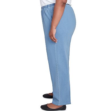 Plus Size Alfred Dunner Elastic Waist Medium Length Denim Pants