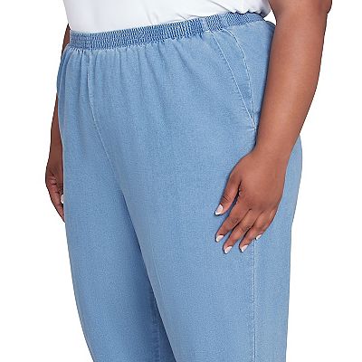 Plus Size Alfred Dunner Elastic Waist Medium Length Denim Pants