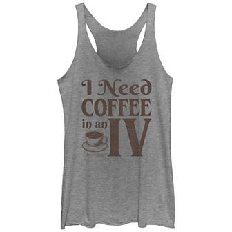 Juniors' Gilmore Girls I Need My Coffee In An IV Racerback Tank Top