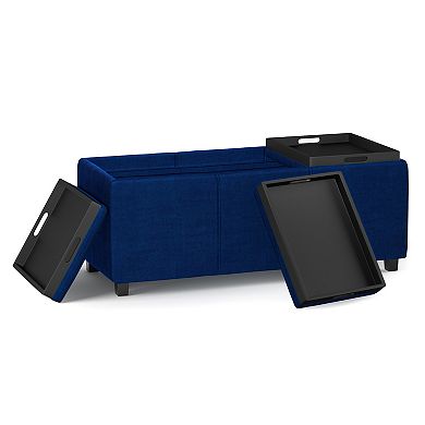 Simpli Home Avalon 3 Trays & Storage Ottoman