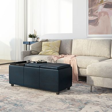 Simpli Home Avalon 3 Trays & Storage Ottoman
