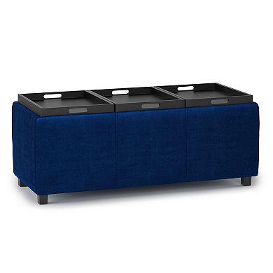 Simpli Home Avalon 3 Trays & Storage Ottoman