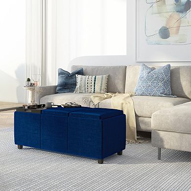 Simpli Home Avalon 3 Trays & Storage Ottoman