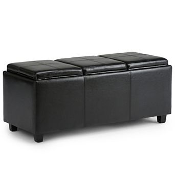 Simpli Home Avalon 3 Trays & Storage Ottoman